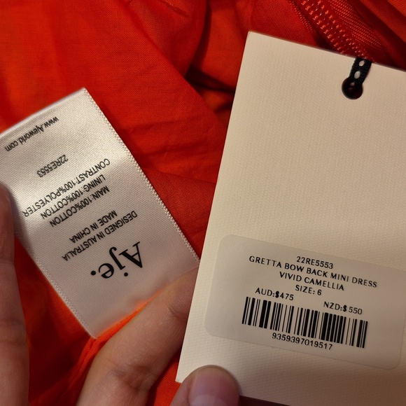 Aje Gretta Bow Back Mini Dress Vivid Camellia - Picture 9 of 16